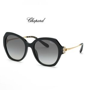 NEW Chopard Black Sl Grey Butterfly Ladies Sunglasses SCH354V 0700 54  IN BOX